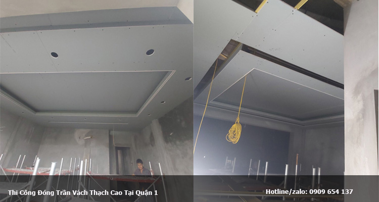 Thợ thi công đóng trần vách thạch cao tại Đức Huệ 1
